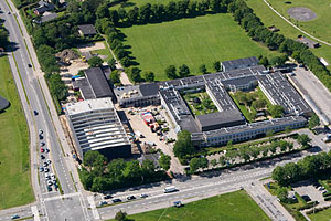 Aalborghus Gymnasium, byggeri. Copyright Steen Lee Christensen/ Aalborg Luftfoto.