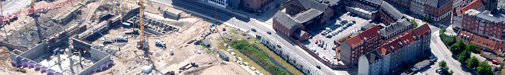 Luftfoto af byggepladsen Musikkens Hus, Aalborg.Copyright Steen Lee Christensen/ Aalborg Luftfoto.