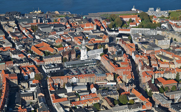 Budolfi Kirke, Aalborg. Copyright Steen Lee Christensen/ Aalborg Luftfoto.