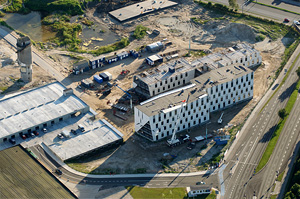 Domicilbyggeri på Eternitgrunden, Bygherre Søren Enggaard a/s. Copyright Steen Lee Christensen/ Aalborg Luftfoto.